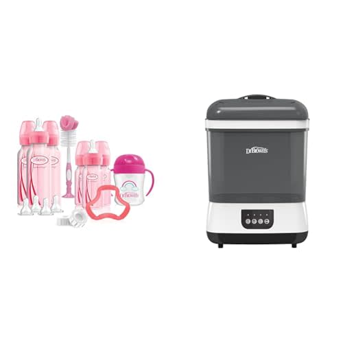 Dr. Brown's Natural Flow Anti-Colic Options+ Special Edition Pink Baby Bottle Gift Set & All-in-One Sterilizer and Dryer for Baby Bottles, Parts & Other Newborn Essentials
