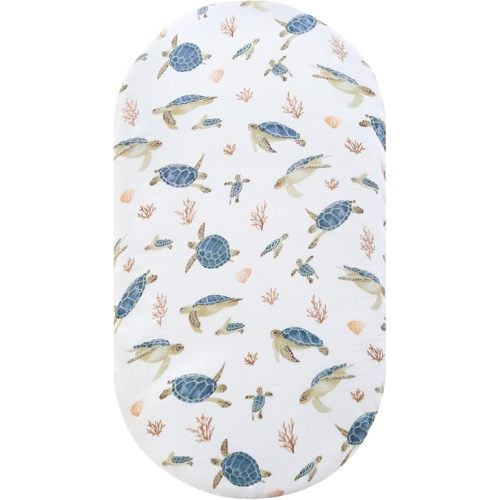 LifeTree Bassinet Sheets Unisex,Soft Fitted Baby Bassinet Sheets, 1 Pack for Standard Bassinets for Baby Boys or Girls, Sea Turtle Pattern