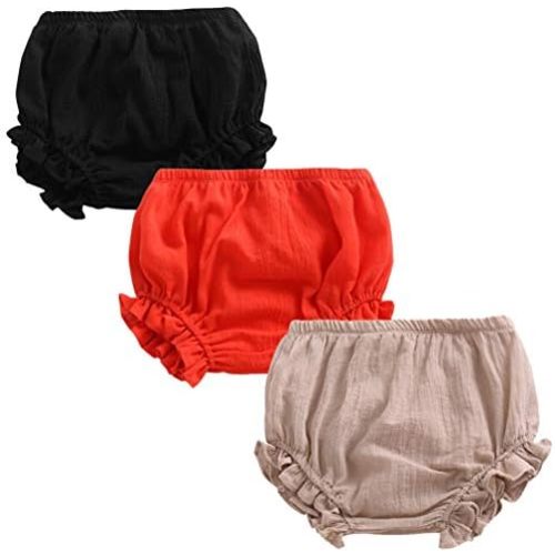 3PC Shorts Set Newborn Baby Girls Boys Pants Cotton Linen Blend Cute Floral Bloomers Triangle Shorts