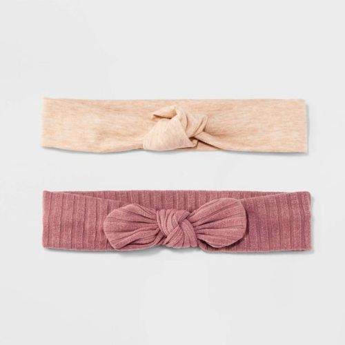 Baby Girls' 2pk Cotton Soft Headband Set - Cat & Jack™ Cream/Pink Newborn