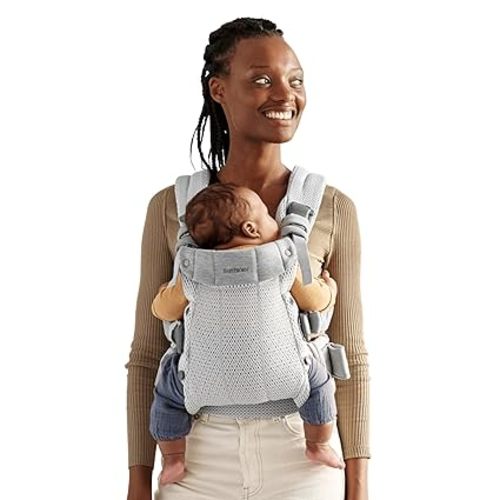 BabyBjörn Baby Carrier Harmony, Silver, 3D Mesh | 3-in-1 Ergonomic Baby Carrier; Newborn, Facing-in, Outward-Facing, and Back Carrying Positions Supported (7-40 lbs), Newborn to Toddler