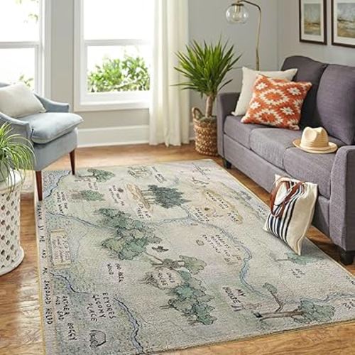 100 Acre Wood Map Rug, Winnie The Pooh Hundred Acre Wood Rug, Winnie The Pooh Area Rug for Nursery, Washable Rug, Winnie The Pooh Rug for Nursery, Living Room Rug, Nursery Rug (84 * 60 inches)
