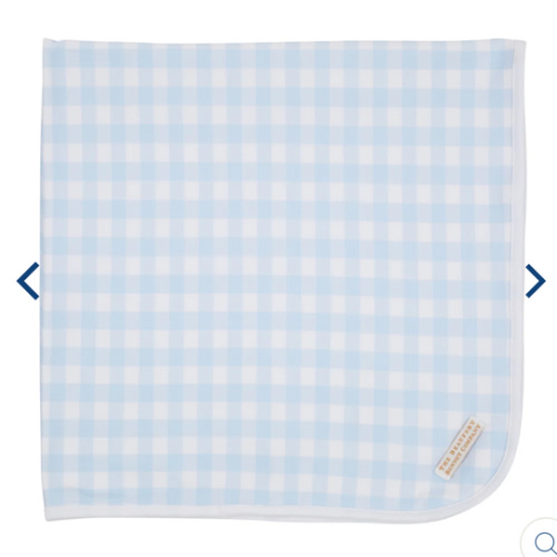 Baby Buggy Blanket - Buckhead Blue Gingham with Worth Avenue White
