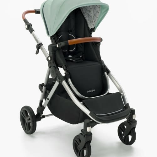 Mockingbird Single-to-Double Stroller 2.0 | Sage, Windowpane, Silver with Penny Leather