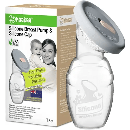 haakaa Manual Breast Pump Breastfeeding Pump 4oz/100ml+Lid Food Grade Silicone 1 PC