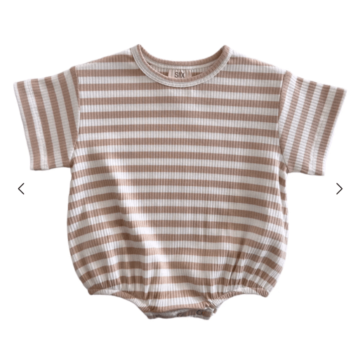 Tan Stripe / Organic Ribbed T-Shirt Bubble