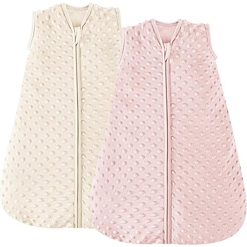 JELLYMONI Fleece Baby Sleep Sack 0-6 Months, 1.5 Tog Warm Winter Baby Wearable Blanket with Plush Dots and 2-Way Zipper, Cotton Toddler Sleep Sack