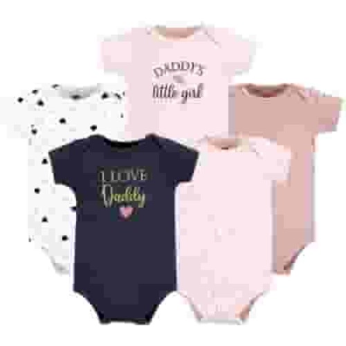 Hudson Baby Short Sleeve Bodysuits, 5-Pack, Newborn- 24 Months