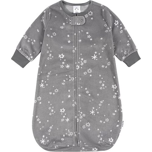 Gerber Baby Unisex Fleece Wearable Blanket, Grey Stars, 0-6 Months