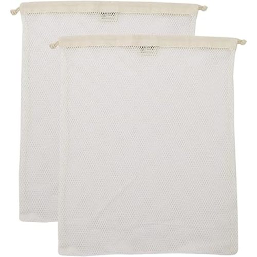 Organic Cotton Mesh Laundry Bag; Machine Washing Bags for Delicates, Lingerie and Garments, Large 2 pack
