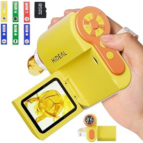 HP20 IPS Microscope for Kids: [3-in-1] [Easy and Fun] 2" Portable Handheld Microscope Miniscope, Pocket Mini Scope Educational Science Kit, Christmas Birthday Gifts for Kids, 32GB, Yellow