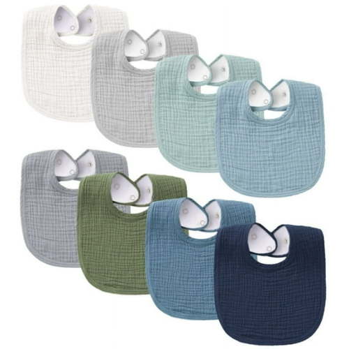 Muslin Baby Bibs 8 Pack Baby Bandana Drool Bibs Cotton Unisex Boys Girls, Set of 8 Solid Colors for Teething Drools