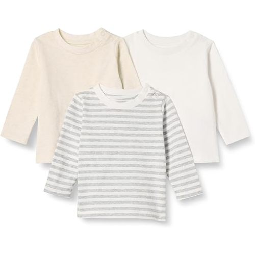 Amazon Essentials Unisex Babies' Relaxed-Fit 100% Cotton Long-Sleeve T-Shirts, Pack of 3