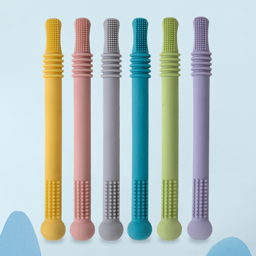 Happy Date Hollow Teether Tubes, Chew Straw Toy for Infant Toddlers Silicone Teething Toys for Babies 3-12 Months BPA Free/ Freezable/ Dishwasher and Refrigerator Safe