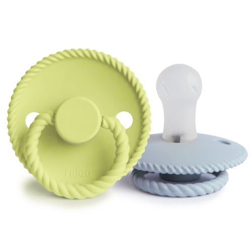 Frigg Rope Silicone Pacifier 2-pack Silver Gray/green Tea 0-6 Months