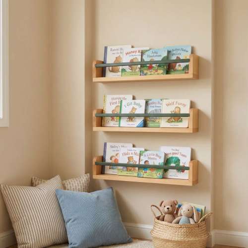 Nursery Bookshelf Wall Mounted, Montessori Floating Shelf, Kids Room Decor, Wood Book Display, Toddler Furniture, Baby Shower Gift