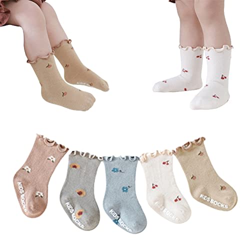 WATOCHE Baby Girls Socks Toddlers Ruffle Socks Girl's Frilly Dress Socks Baby Summer Mesh Socks Solid Crew Socks