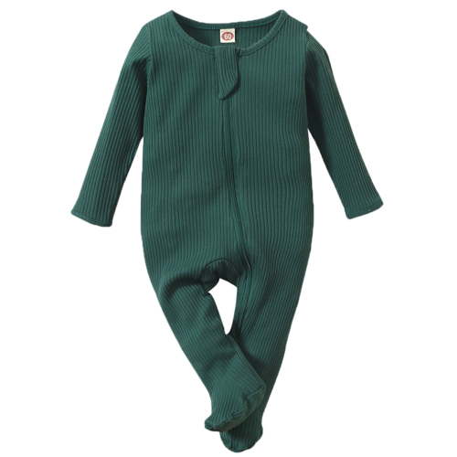 0-6M Newborn Baby Footie Pajamas Zipper Front Infant Cotton One-piece Sleeper Pjs Newborn Footed Sleep Play