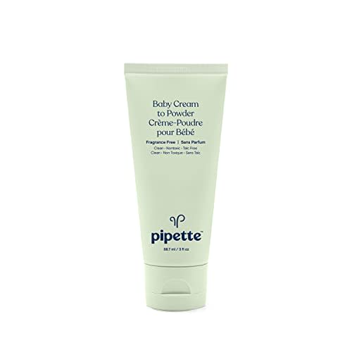 Pipette Baby Cream to Powder - Talc-Free Baby Powder, Keep Baby's Skin Happy, Squalane Helps Restore The Natural Balance of Baby’s Skin, Fragrance Free, 3 oz
