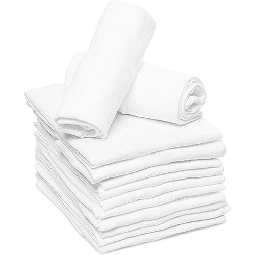 RUVANTI 10 Pack Birdseye Flat-Fold Cloth Diapers for Babies, 100% Cotton Extra Large Reusable Diapers 24x24 Inches, Baby Burp Cloths