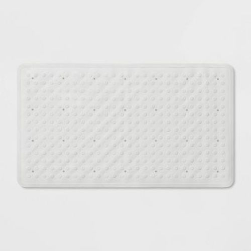 28"x16" Rubber Bath Mat White - Threshold™: Honeycomb Pattern, Non-slip, Safe For Tub And Shower Use