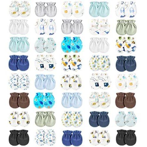 Geyoga 40 Pairs Newborn Baby Mittens No Scratch Mittens Soft Elastic Infant Baby Gloves for 0-6 Months