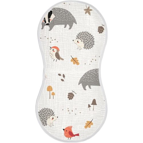 Baby Burp Cloths for Baby Cotton Soft Burping Cloths with 4 Absorbent Layers Newborn Towel for Unisex Infant Toddler Seamless Pattern Cute Woodland Animals