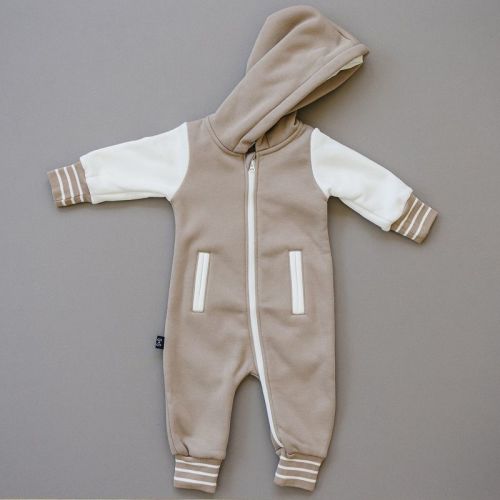 Kids Brighton One Piece Zip Up Sweatsuit Set Brown 12-18m - Olive + Scout