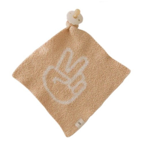 Forever French Baby | Lovey | Pacifier Holder | Lovey Gifts | Boy & Girl | Ideal for Age 0 Months & Up | Microfiber Feather Yarn (Peace Sign)