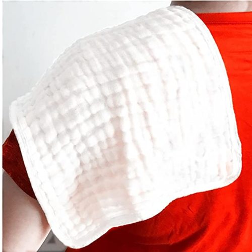Synrroe Muslin Burp Cloths 4 Pack Large 20" by 10" 100% Cotton 6 Layers Extra Absorbent and Soft - White