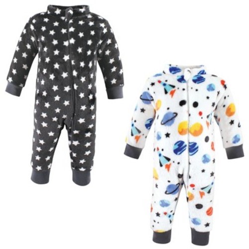 Hudson Baby Infant Boy Plush Jumpsuits, Space Adventure, 3-6 Months