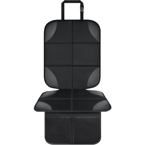 Musclez Baby Car Seat Protectors for Child Car Seat, Baby Car Seat Cover Waterproof 600D Fabric Padding Non-Slip Backing 2 Mesh Pockets, Carseat Protector for Travel Vehicles Baby Pets (Black-1pcs)