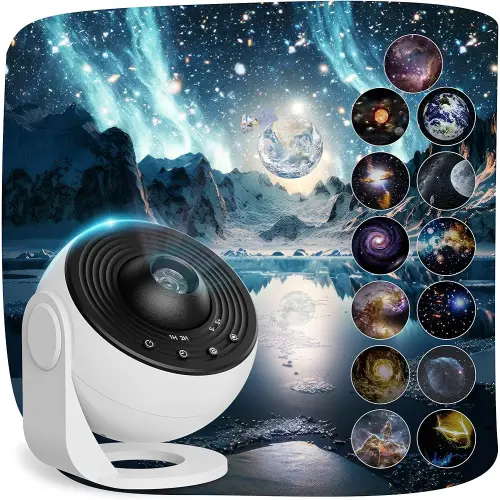 Planetarium Projector for Bedroom, 13 in 1 Star Projector Galaxy Light, Ceiling Night Light Milky Way Mood Lighting with Timer, LED Space Galaxy Lamp Bedroom Room Decor for Adults Kids - White