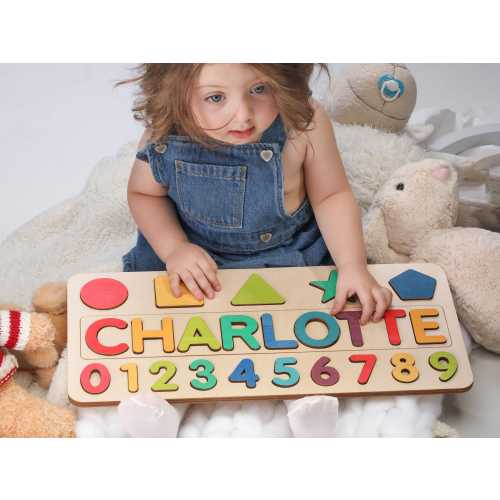 Wooden Name Puzzle | Gift for Kids | Name Puzzles for Toddlers | Montessori Baby Toys | First Birthday Gift | Baby Shower Gift