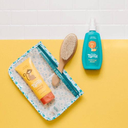 Hair Taming Starter Kit with All Natural Kids Hair Cream, Detangling Spray & Natural Bristle Brush for Frizz, Flyaways & Static – T is for Tame