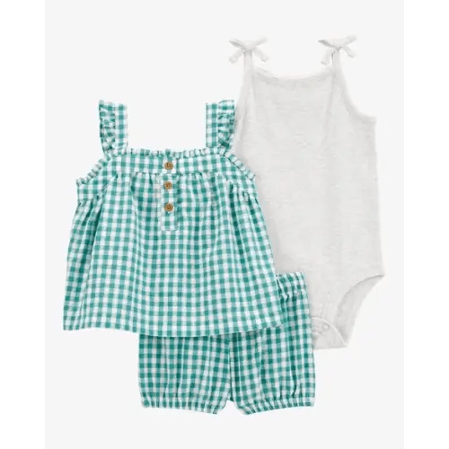 Baby 3-Piece Gingham Little Short Set - Carter's | Carter's