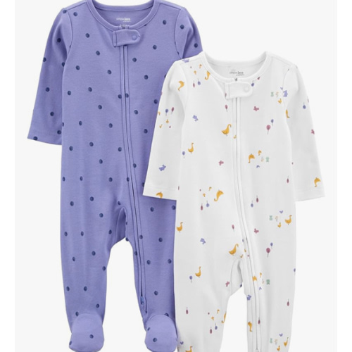 Simple Joys by Carter's Baby Girls' Cotton Footed Sleep and Play, Pack of 2