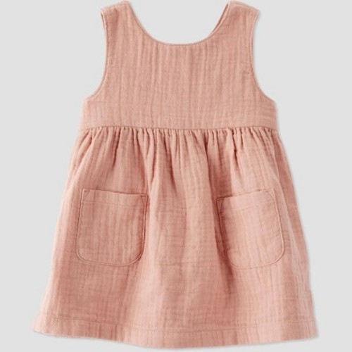 Little Planet by Carter’s Organic Baby Girls' Woven Dress - Brown, Size: 9M