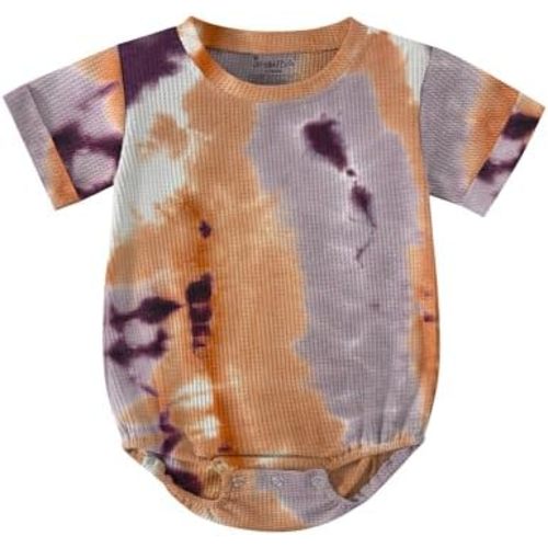 Jimonda Baby Bodysuit Newborn Tie Dye Clothes Infant Waffle One Piece Romper Baby Boys Girls Short Sleeve Jumpsuit Outfits
