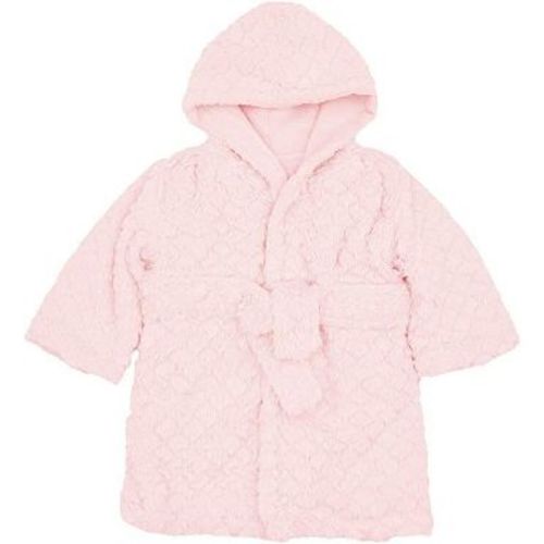 EVERYDAY KIDS Pink Baby Fleece Robe with Hood Cozy Hooded Bathrobe for Girls Ages 0-9 Months Soft, Warm, Lightweight Infant Sleepwear, Loungewear