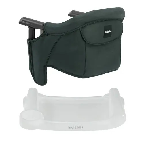 Inglesina Fast Table Chair - Dark Green + Fast Dining Tray - Portable Baby High Chair - for Babies & Toddlers up to 37 lbs -Fits Tables 0.8'' to 3.5'' Thick -Compact & Easy to Use -Travel Bag Included