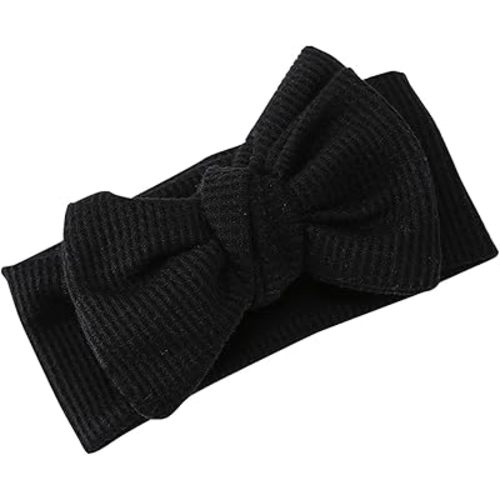 Baby Bows and Headbands Infants And Toddlers Oversized Bow Headband Children's Knitted Knotted (Black, One Size)