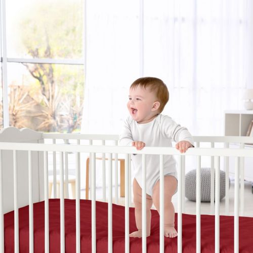 Sweet Jojo Designs Gender Neutral Baby Fitted Crib Sheet Baseball Patch Collection Solid Red