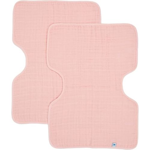Little Unicorn 2 Pack Cotton Muslin Burp Cloths | 100% Cotton | Multi-Layer | Ultra Absorbent & Soft | Reversible | Large 21 x14 (Rose Petal)
