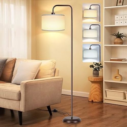 PARTPHONER LED Floor Lamp for Living Room, 3 Color Temperature, with Foot Switch, 9W Bulb Included, Oil Rubbed Bronze