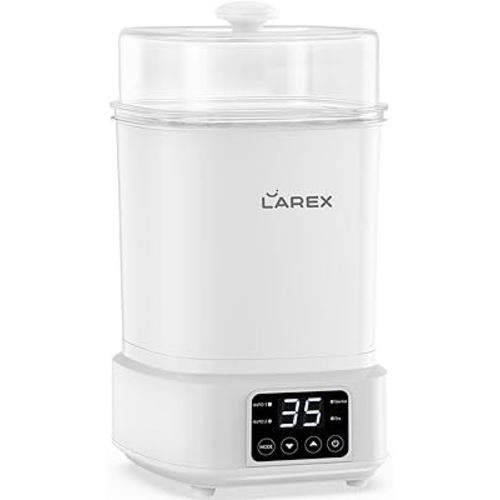 Larex Bottle Sterilizer and Dryer, Compact Baby Bottle Steam Sterilizer, Electric Bottle Sterilizer and Dryer for Baby Bottles, Pacifiers, Breast Pump Parts, and Teething Toys