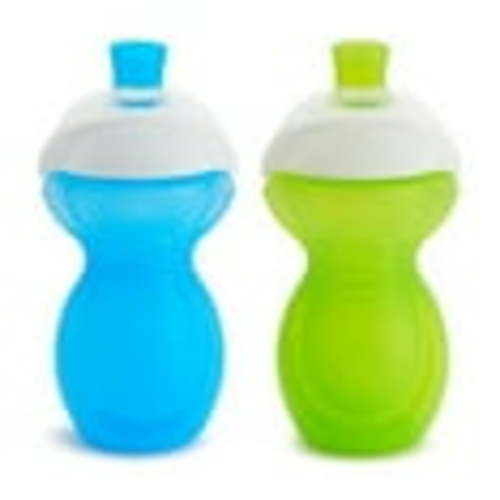 Munchkin Click Lock Sippy Cup, Bite Proof, Soft for Infants, 9oz, Unisex, Blue/Green, 2 Pack