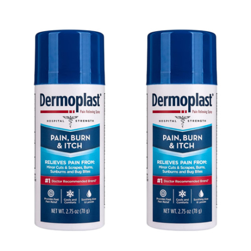 Dermoplast Pain, Burn & Itch Relief Spray for Minor Cuts, Burns and Bug Bites, 2.75 Oz, Pack of 2 (Packaging May Vary)