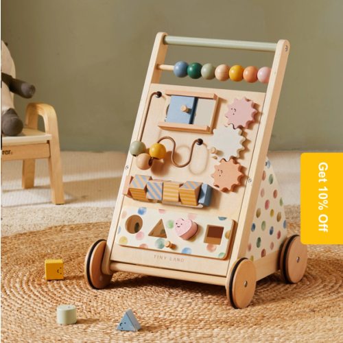 Tiny Land® Versatile Natural Wooden Baby Walker