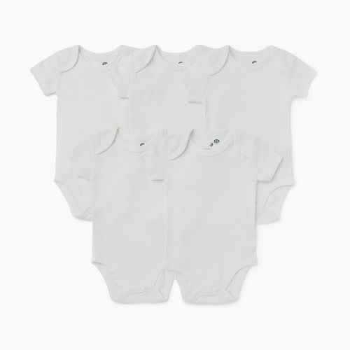 Small Story Short Sleeve Bodysuit Solid (5 Pack) - White, 0-3 M
